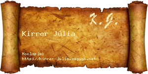 Kirrer Júlia névjegykártya